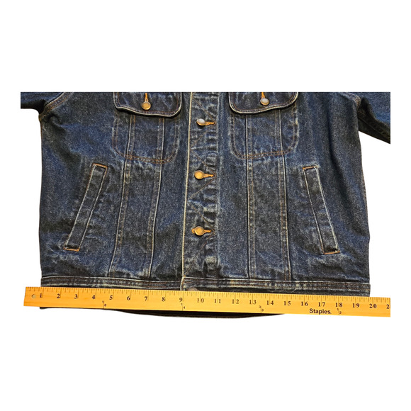 Wrangler Rugged Wear Jacket Mens Size Large Blue Jean Denim Trucker Streetwear - Picture 9 of 9